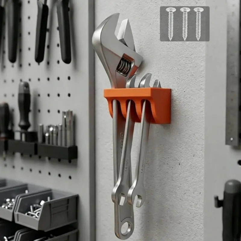Wall Mount Wrench and Screwdriver Rack 3 Slot Storage Piece, Wall Mount for Garage Panel and Workshop Cabinet Side M4YD