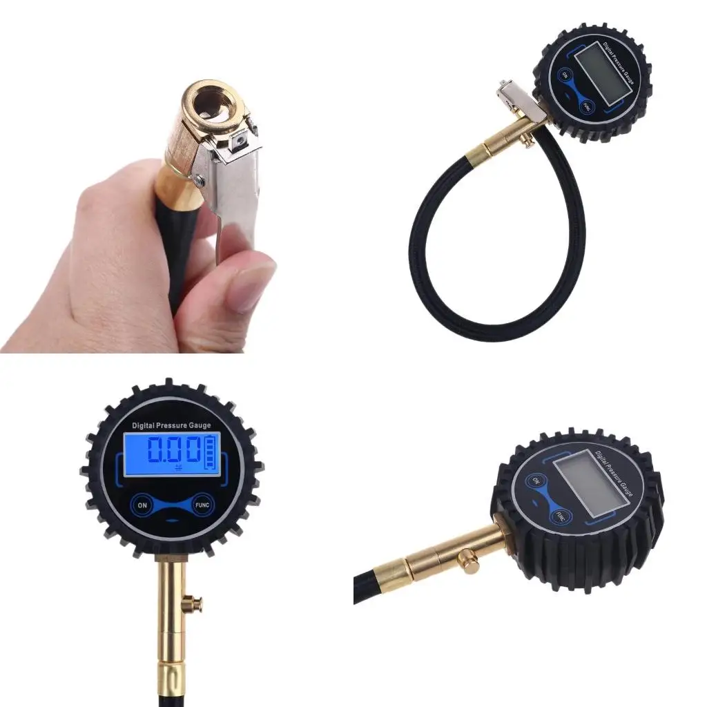 Digital Tire Pressure Gauge Air Compressor Gauge Accessories Heavy Duty Lock Air Chuck for Quick & Release