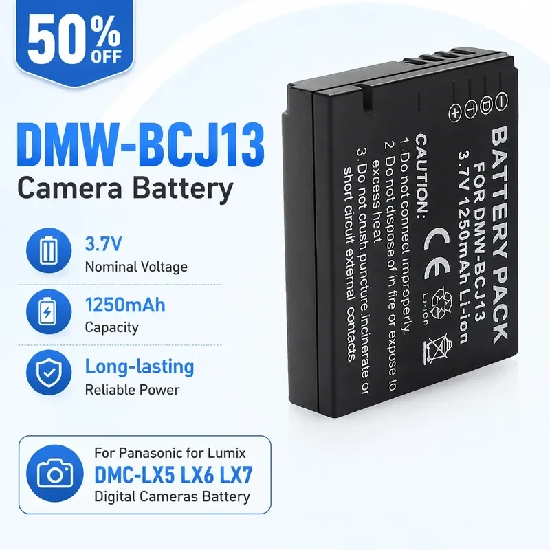

DMW-BCJ13 3.7V 1250mAh Li-ion Battery for Panasonic for Lumix DMC-LX5 LX6 LX7 Digital Cameras Battery Pack Rechargeable