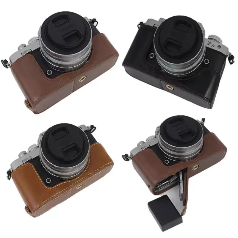 

ZFC Camera Video Bag PU Leather Case Shell Half Body Base Protector for Nikon Zfc Z fc Protective Opening Bottom Cover