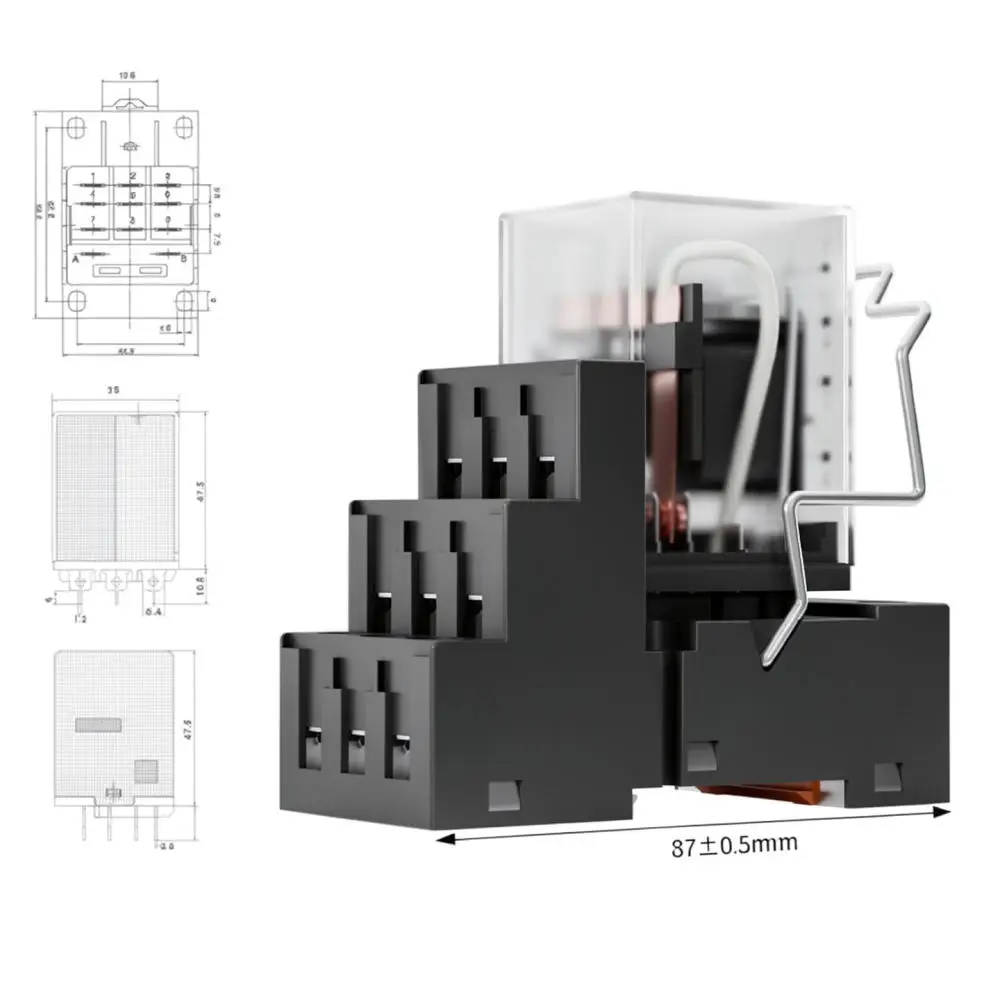 Industrial Electromagnetic Relay 30A 11 Pin Socket Base Electrical Control Device For Motor Circuit Load Management Maintenance