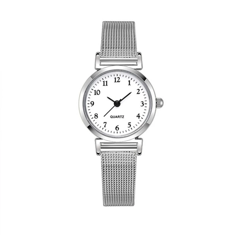 Reloj Simple versión coreana para Mujer, Reloj de pulsera de cuarzo con correa de malla de acero inoxidable compacto Digital para estudiante, Reloj para Mujer, triangulación de envíos