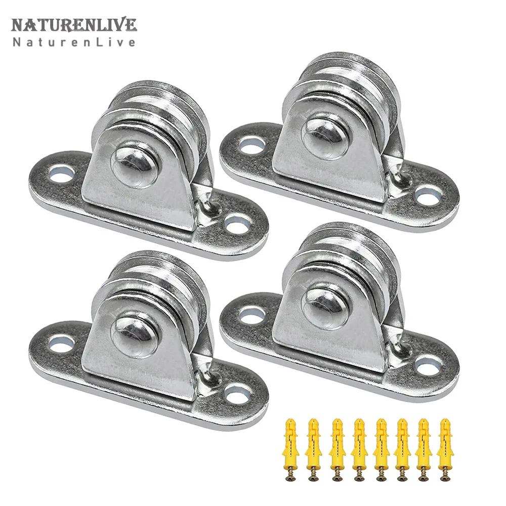 

4pcs Small pulley block Silent pulley Heavy duty fixed pulley used for rope material handling and DIY projects wall mount pulley