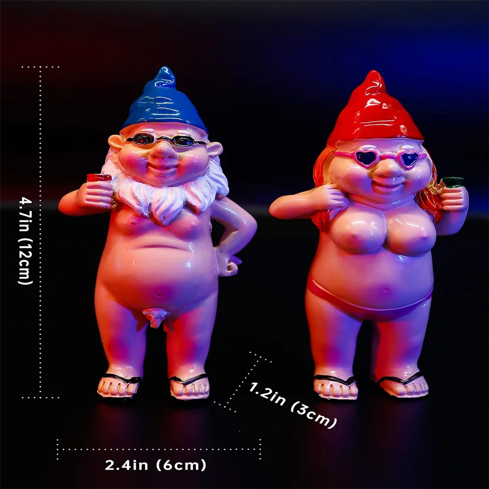 

2Pcs Naughty Garden Gnomes Ornaments Funny Naked Rude Garden Statue Peeing Indoor or Outdoor Lawn Decorations Interesting Gifts