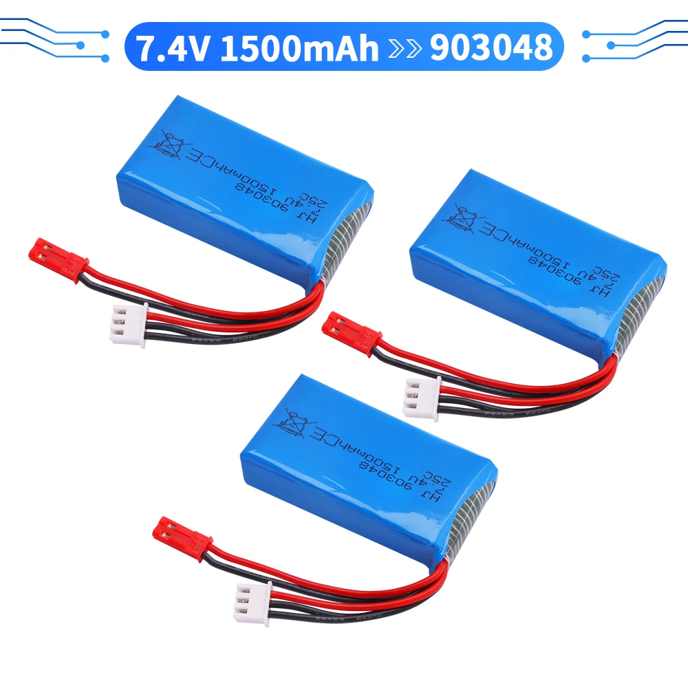 2S 7.4V 1500mAh Lipo Battery for Wltoys V353 A949 A959 A969 A979 k929 7.4v 903048 Battery For RC Cars parts 1-10pcs