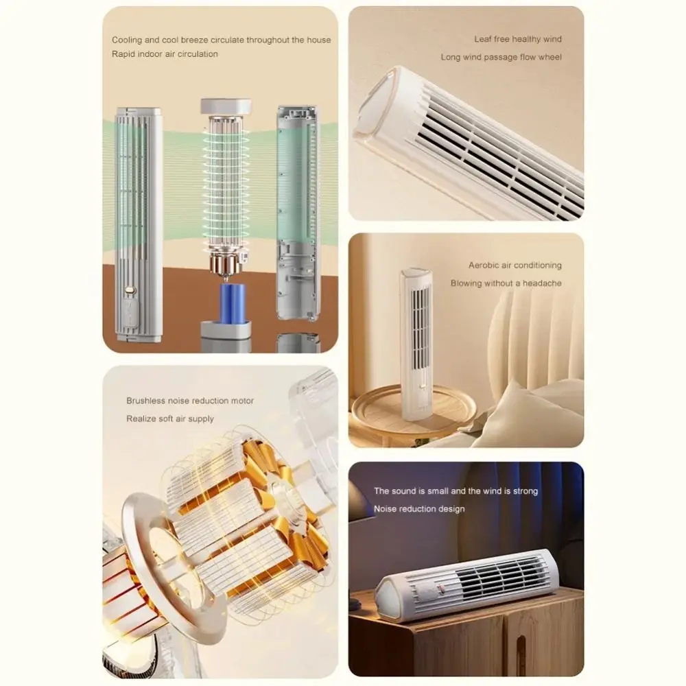 Vertical/Vertical Portable Tower Fan 3 Speed High Airflow Electric Table Fan Cooling Standing Mini Air Conditioner Desktop Use