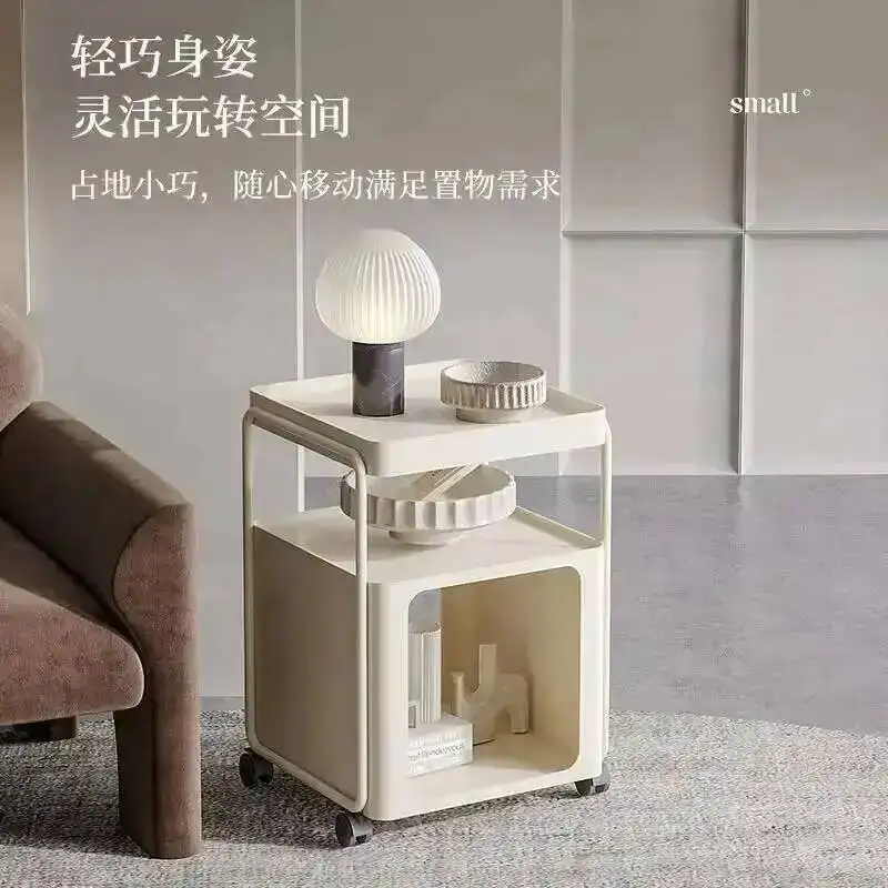 

Bedroom Metal Bedside Table Home Storage Iron Living Room Sofa Mobile Storage Side Cabinet Floor Storages Cabinets