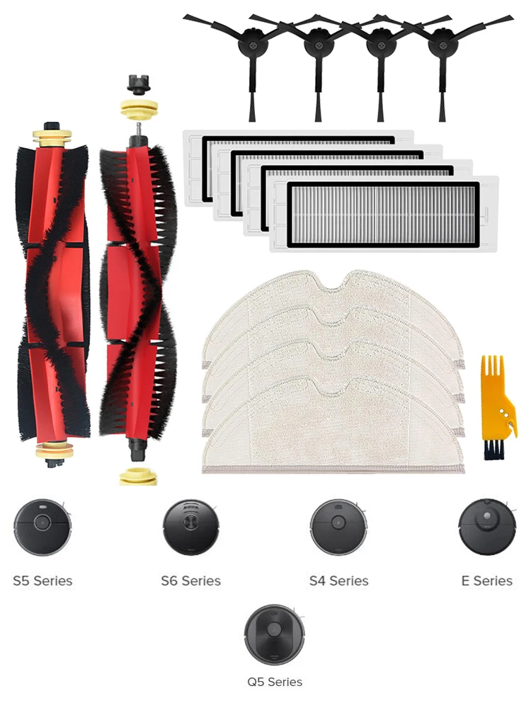 Sostituzione dei panni del mocio del filtro della spazzola laterale principale staccabile per Roborock Q5 S6 MaxV Pure S4 S5 Max accessori per aspirapolvere Robot