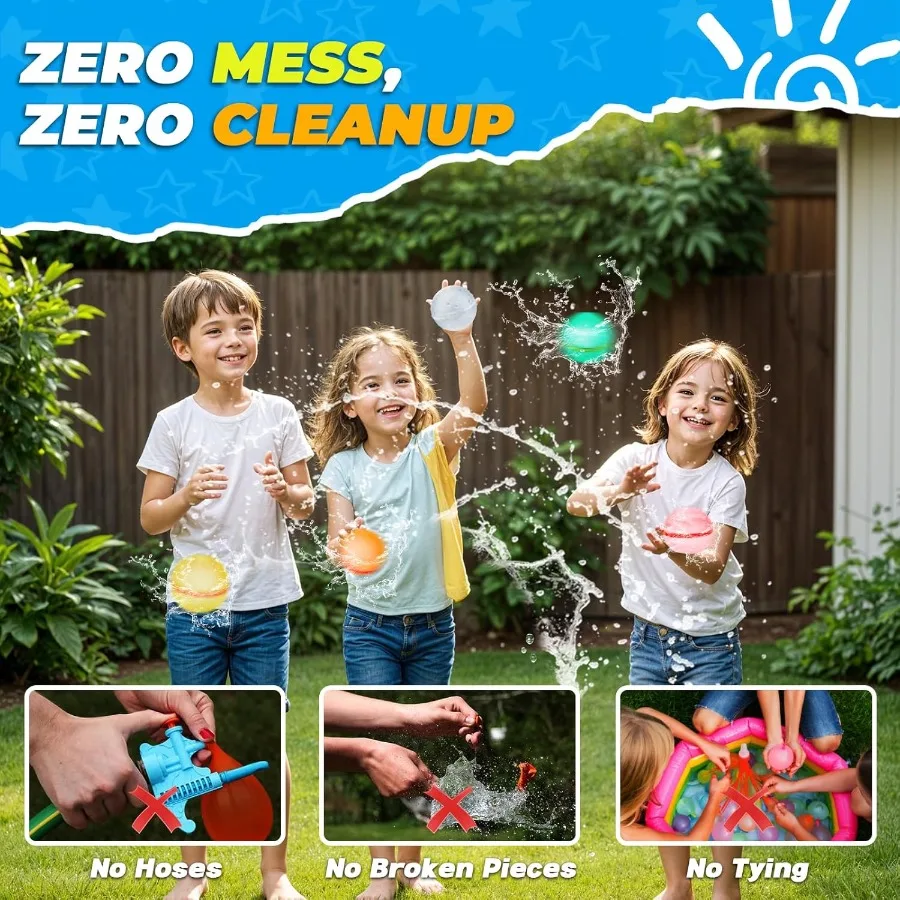 Palloncini d'acqua riutilizzabili con borsa a rete Bomba per spruzzi d'acqua autosigillante rapido in silicone senza lattice per adulti Gioco d'acqua Giocattolo da bagno Cacca