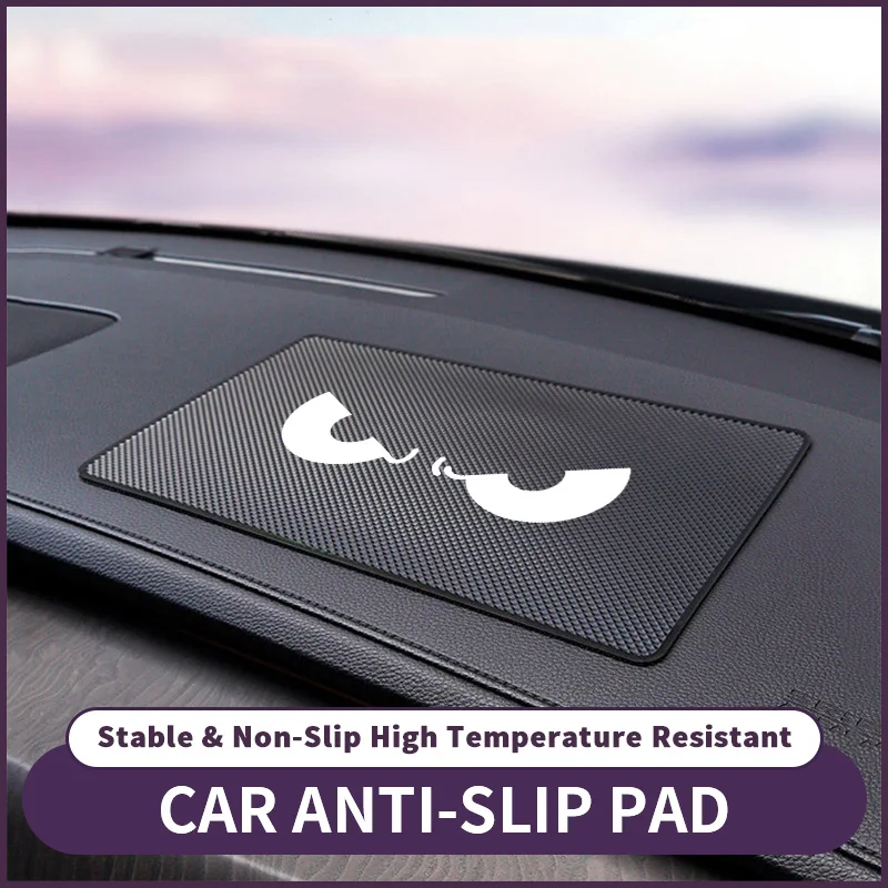 Tapis antidérapant en PVC pour tableau de bord de voiture, pour console centrale intérieure, tapis antidérapant en caoutchouc pour support de téléphone et rangement de lunettes de soleil, style œil de démon blanc
