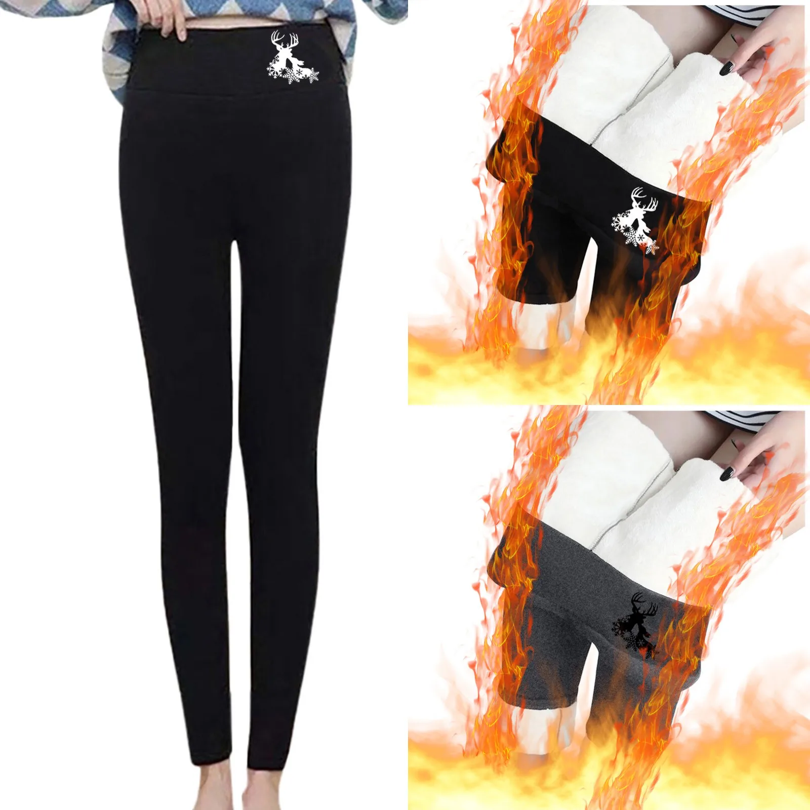 Mulheres chic veludo grosso velo de cordeiro leggings, calças de cintura alta, estampado, quente desgaste, senhoras, outono, inverno, venda quente