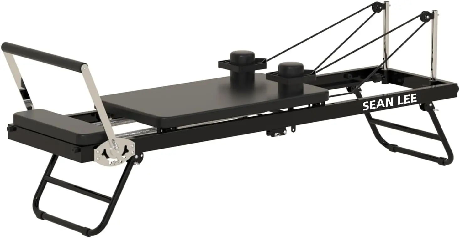 

Foldable Pilates Reformer Machine for Home Gym、High Strength Alloy Springs、Steel Structure to 400 lbs Weight Capacity