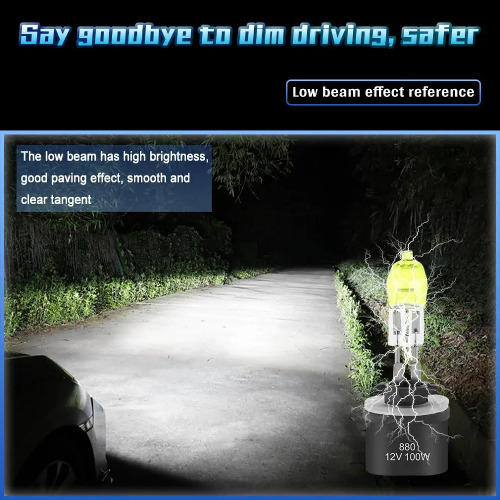 Lampe halogène D super lumineuse pour voiture et salle de bain, lumière blanche automatique, éclairage de sauna avant, H1, H3, H4, H7, H9, H11, 880, 881, 9005/9006, 3000LM, 100W, 2800K, 2 pièces