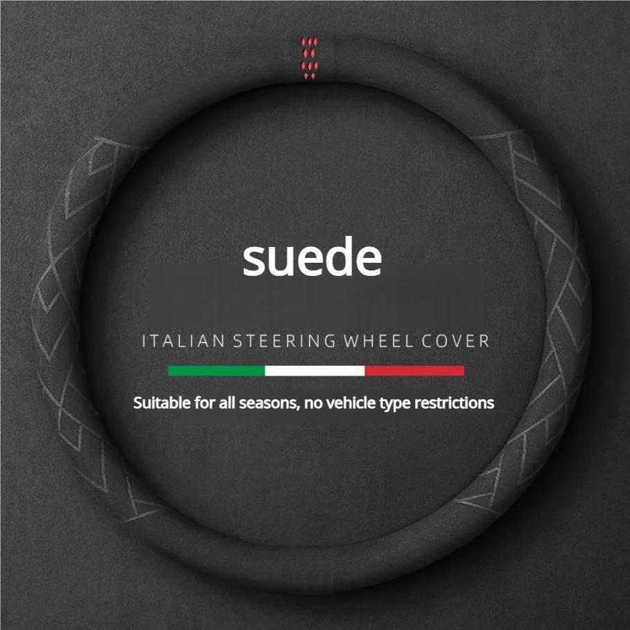 

Car steering wheel cover with four season universal suede super fiber material sweat absorbing and anti slip car handle cover