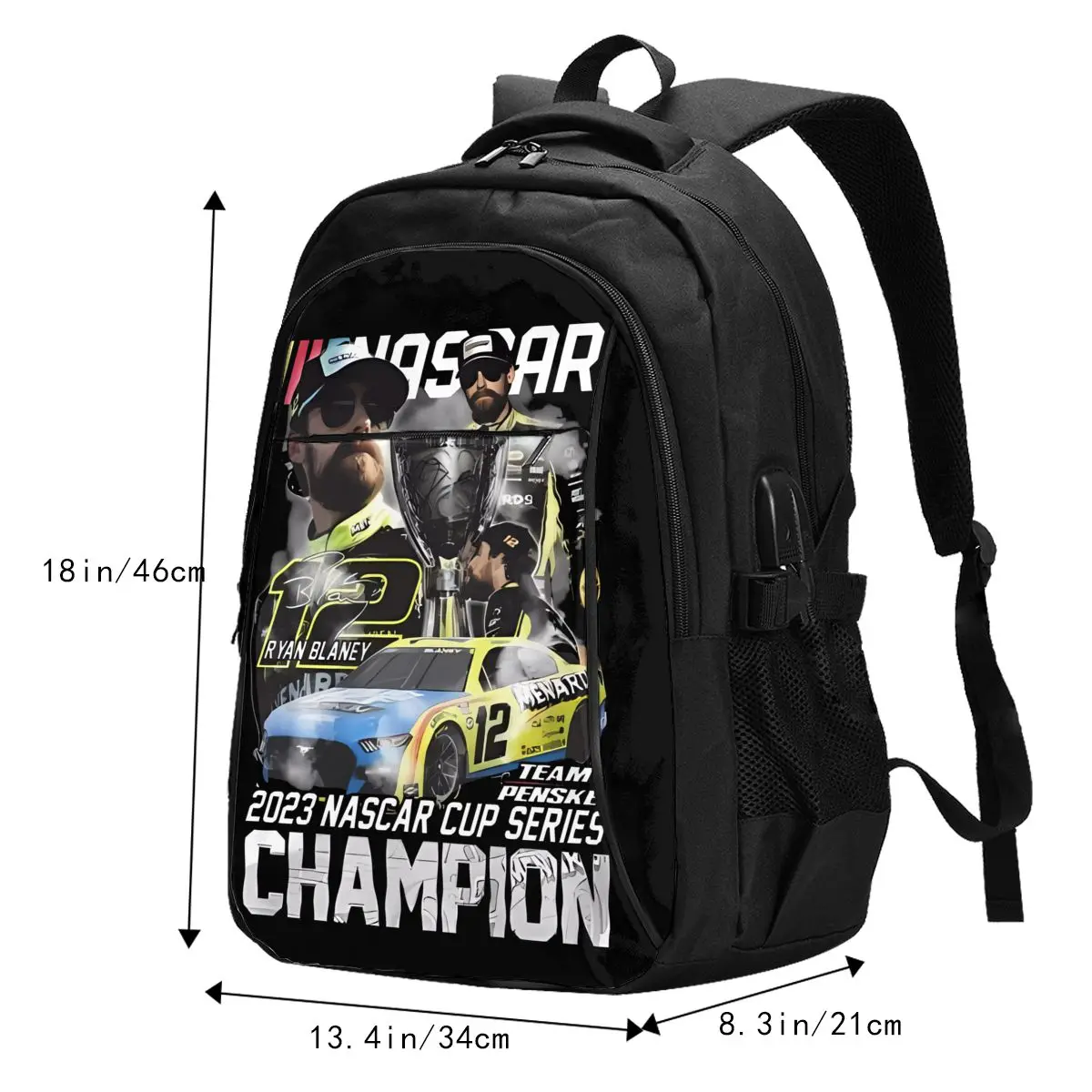 Ryan Blaney 12 Travel Laptop Backpack, Business Water Resistant Laptop Backpack with USB Charging Port College Bag for Men Women image 4