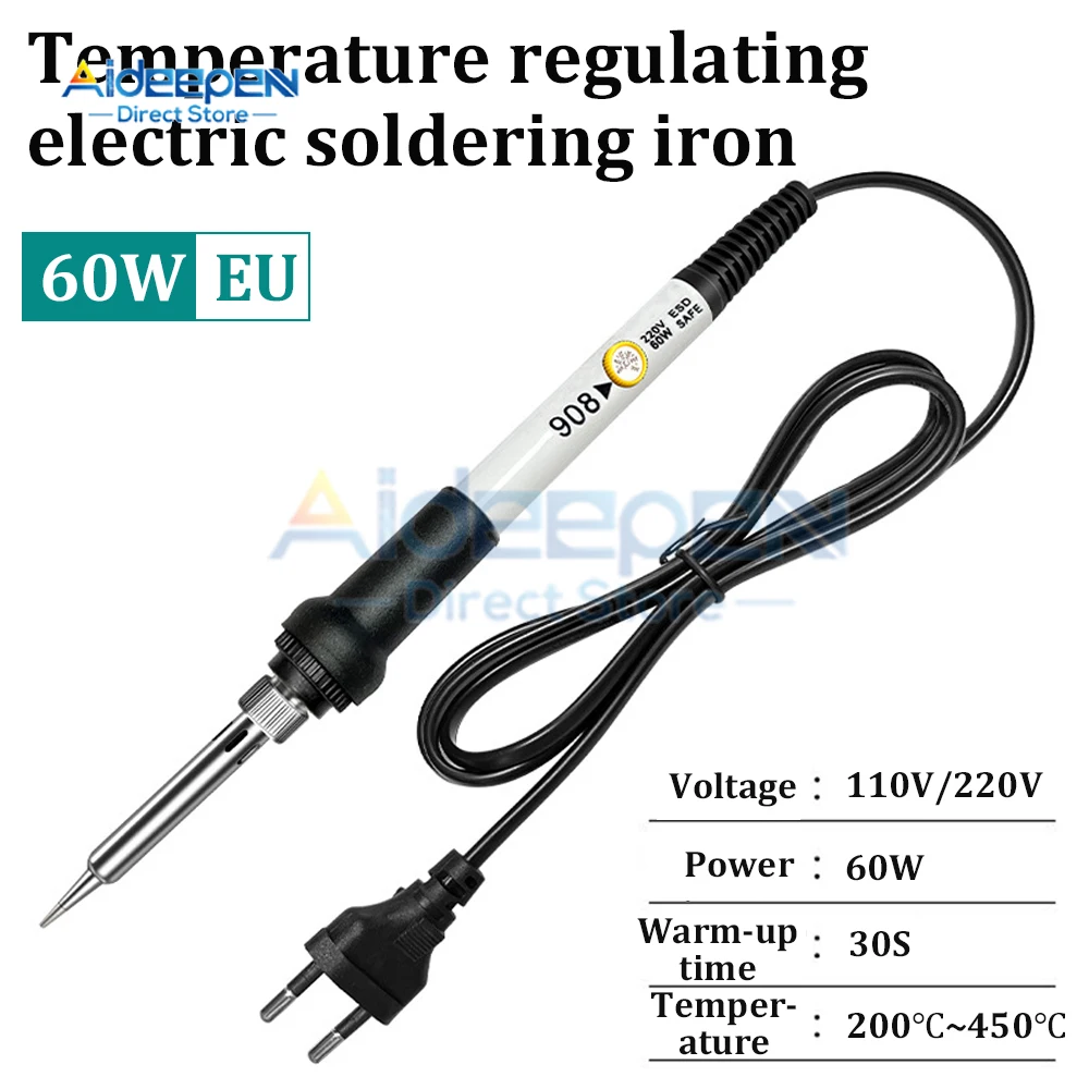 New 60W Adjustable Temperature Electric Soldering Iron 220V 110V Welding Solder Rework Station Heat Pencil Tips Repair Tools