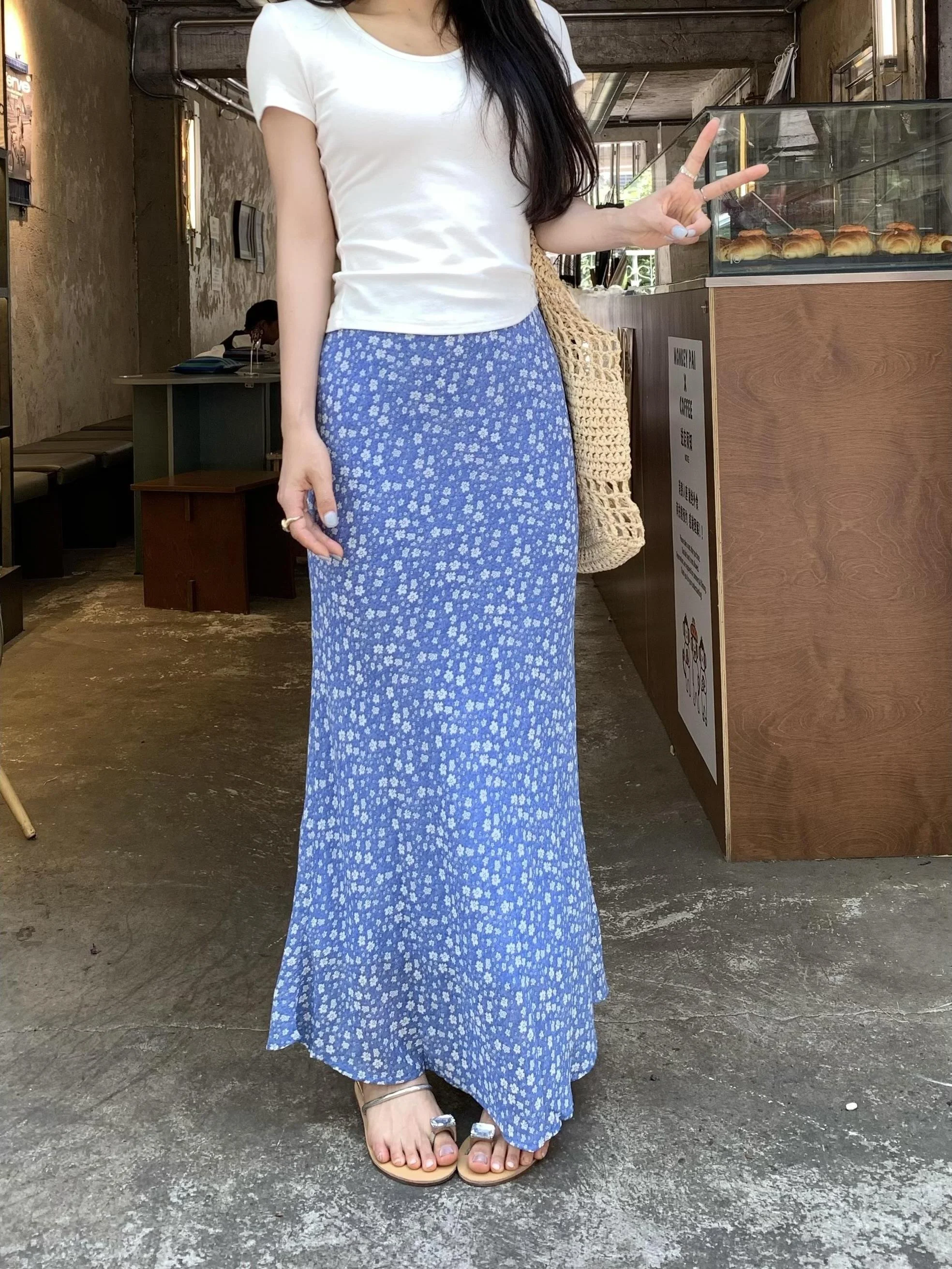 

Retro Floral A-Line Skirt Women's Summer 2026 New High Waist Draped Lazy Style Bodycon Long Skirt Trendy Korean Style