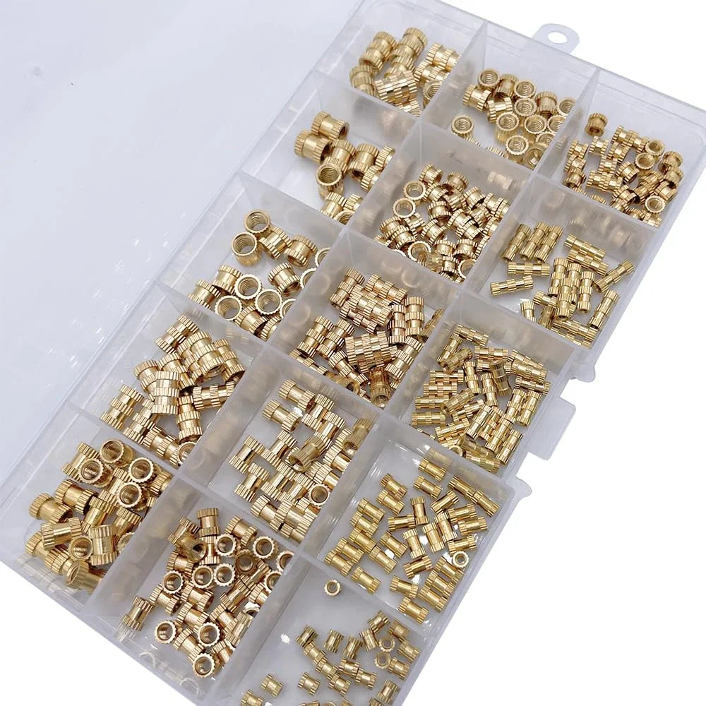 Brass Threaded Insert Nut Kit M2 M2.5 M3 M4 M5 M6 M8 Hot Melt Heat Knurled Embed Injection Copper Insertnut for 3D Print Plastic