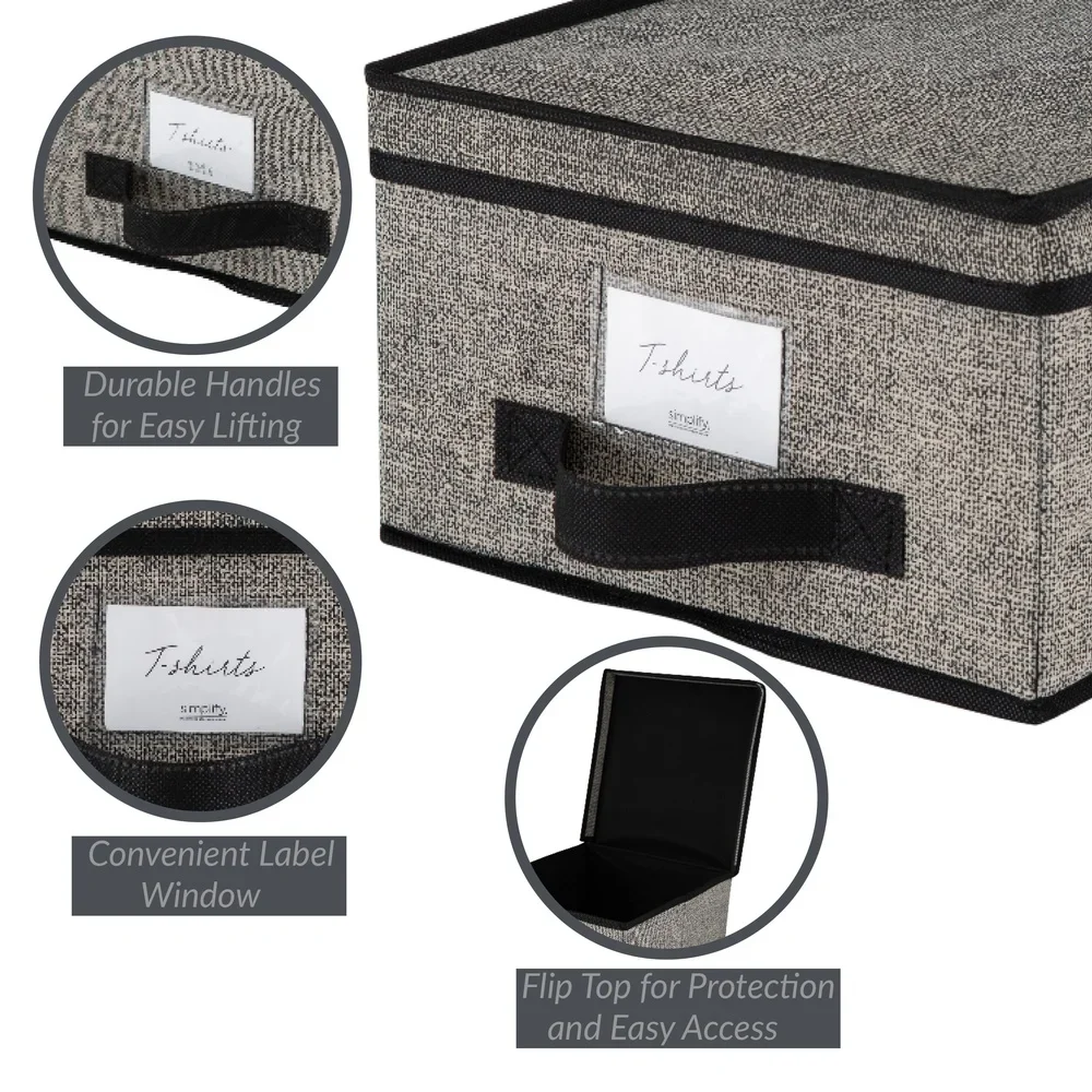 صندوق تخزين بلاستيكي قابل للتكديس مع غطاء وملصق نافذة الملابس وتنظيم تذكار للاستخدام المثالي في غرفة النوم #6