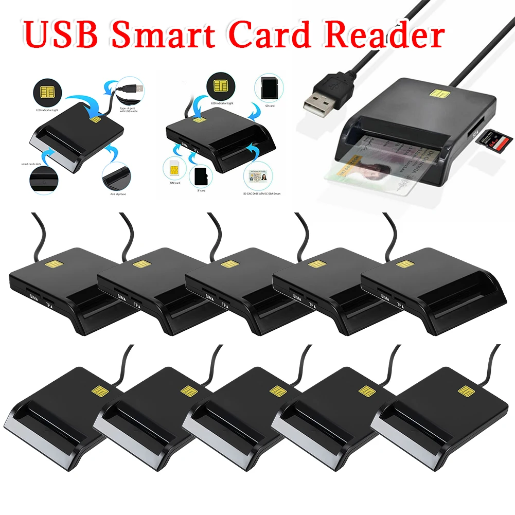 

Портативный интеллектуальный кард-ридер USB 2.0 DNIE ATM CAC IC ID Bank считыватель SIM-карт
