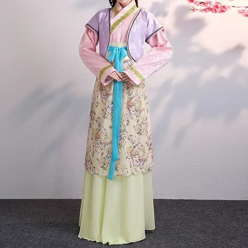 

Women Vintage Republic of China Style Adult Hanfu Xiuhe Bridesmaid Dress Floral Embroidered Four Seasons Gown for Wedding