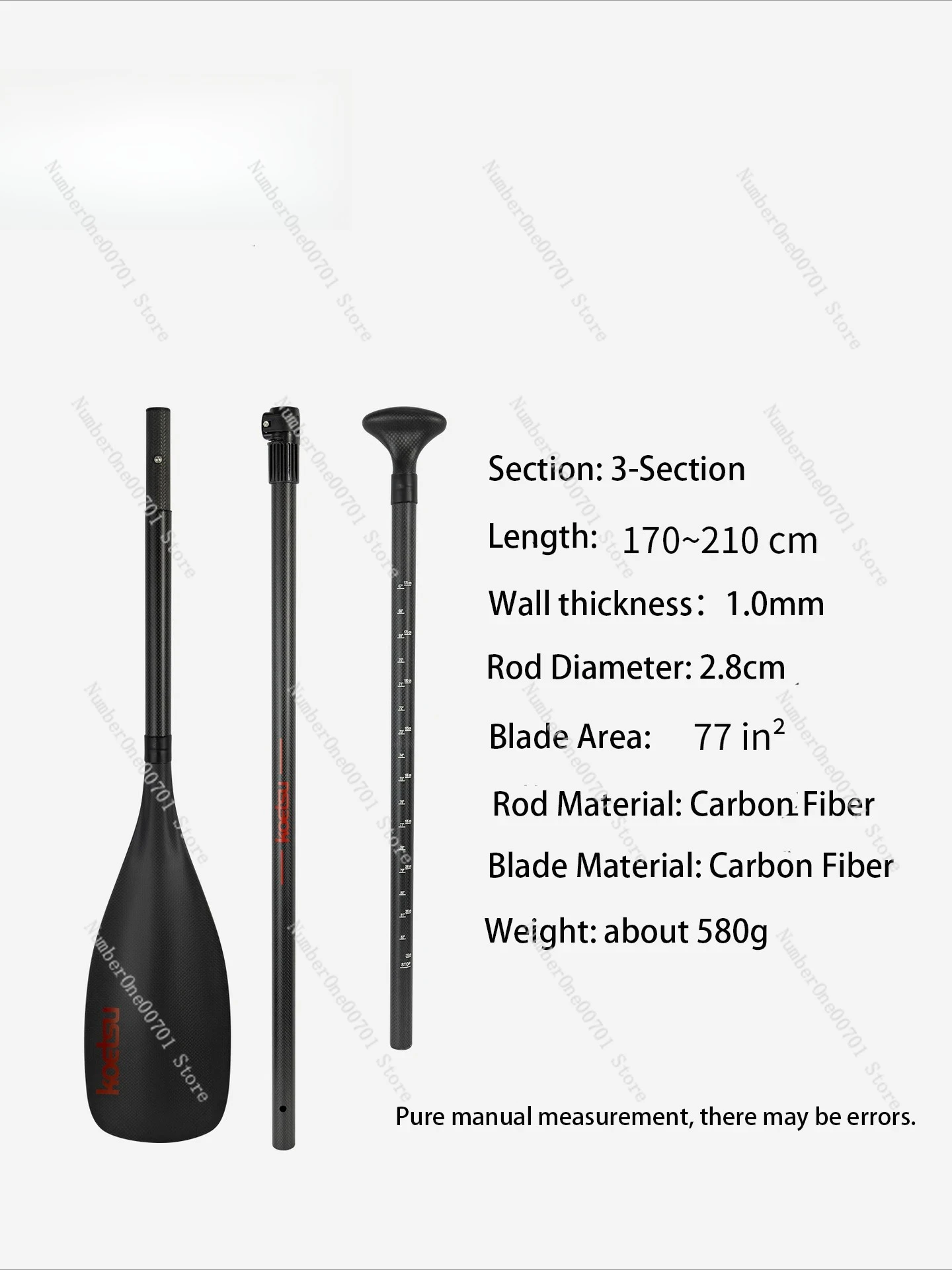 All Carbon Paddle SUP Carbon Fiber Surfing Single-Head Paddles Boardpaddle Board 3-Section Racing Paddle