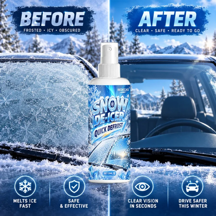 Car De-Icer, Rapidly Melts Ice Frost on Windshield and Mirrors, No Scraping, Safe for Paint Rubber Seals, Clear Winter Driving