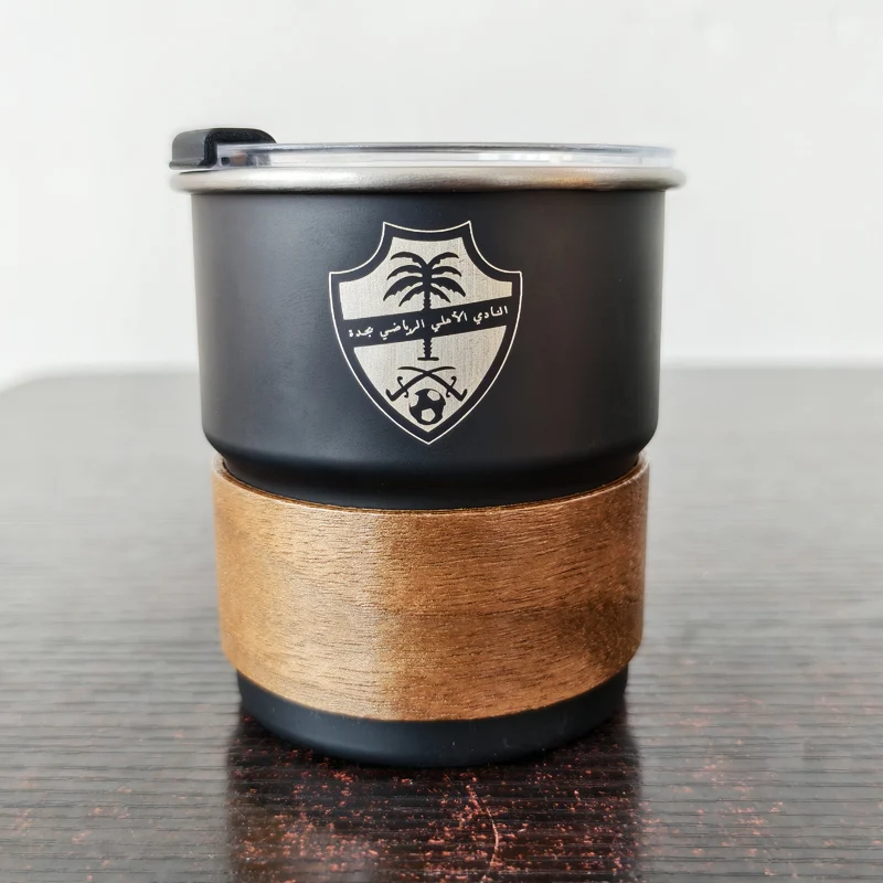 

Saudi Arabia Football Team Logo New Stainless Steel Cup Beer Mug with Lid wood 300ml Outdoor Camping Coffee Mug