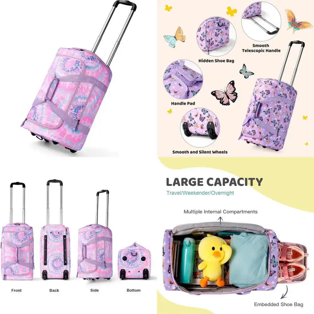 

Фиолетовая дорожная сумка на колесиках с принтом тай-дай для детей и подростков — походный чемодан с колесами для маленьких девочек и путешествий