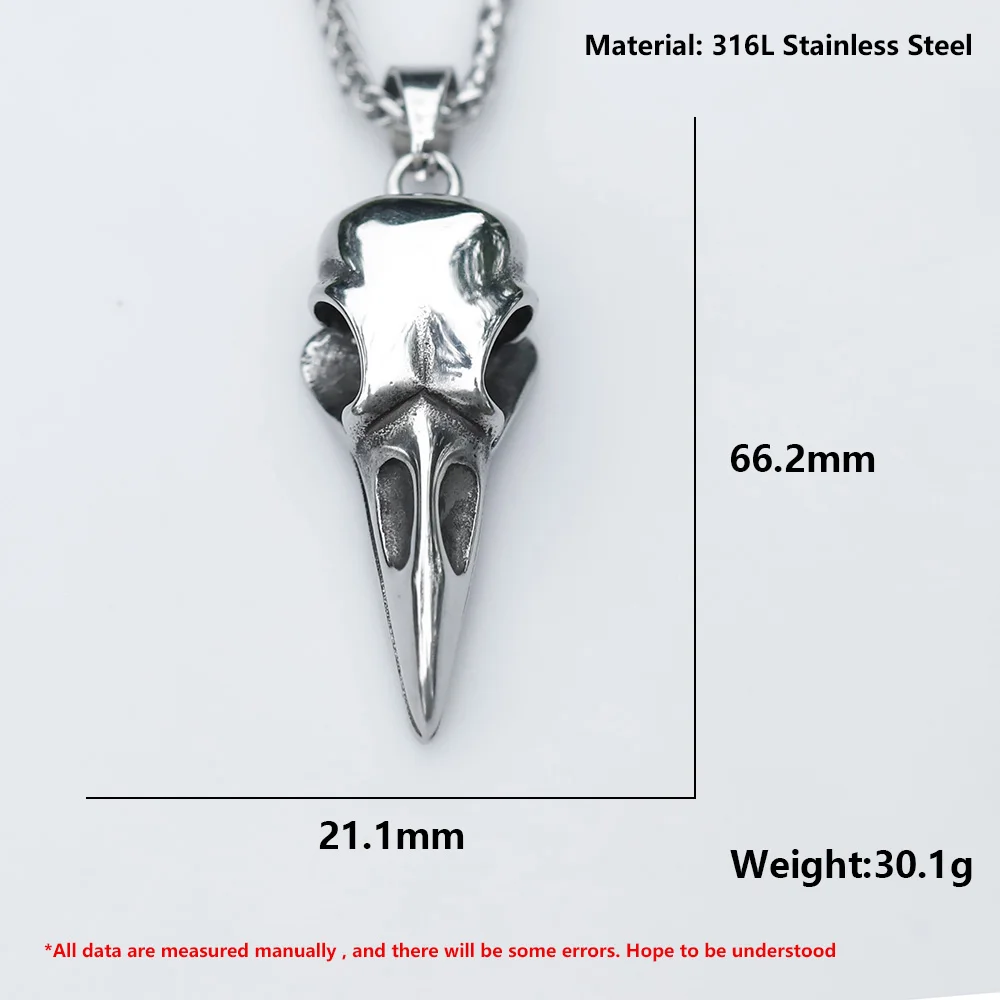 2022 NEW Men\'s 316L stainless-steel Vintage Odin Norse Viking Amulet Crow head Pendant Necklace Jewelry Gift free shipping