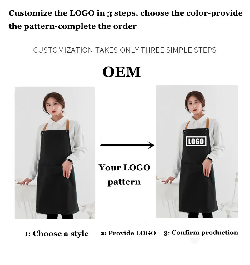 Custom Apron Logo Processing Fee Shopping Bag Chef Coffee Shop Pet Shop Beauty Salon Manicure Cleaning Baking Barbecue Work