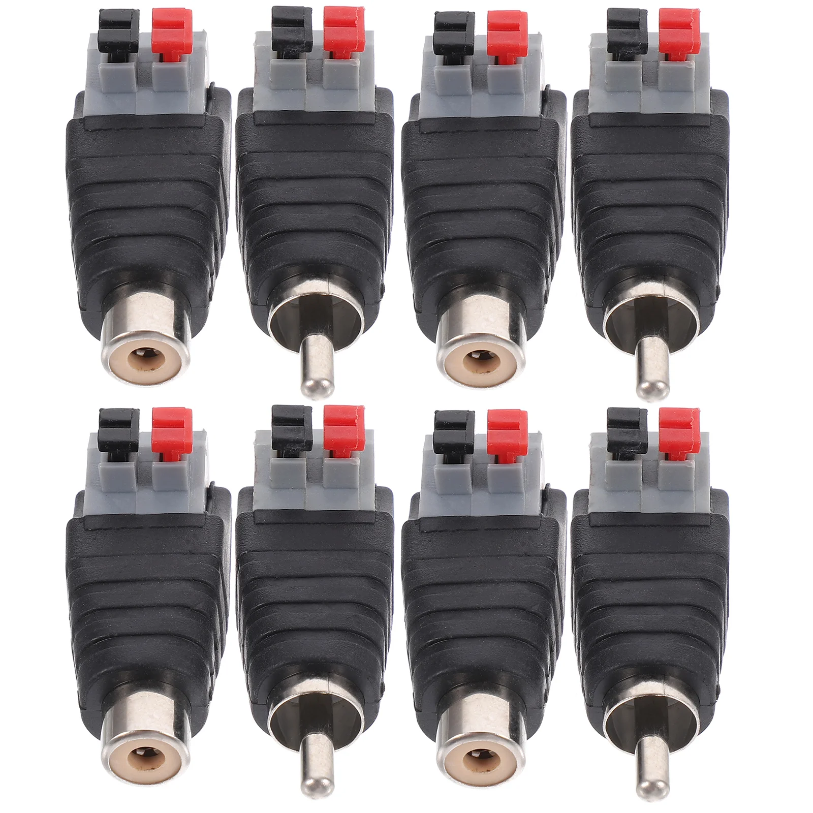 

8pcs AV Plug RCA Lotus Head Press Terminal Monitoring Accessories RCA Welding-Free Audio Connector Audio Male Female Speaker