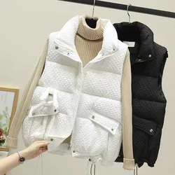 Women's Loose 2024 New Autumn Winter Bunny Hanging Vest Short Stand Collar Warm Waistcoat Student