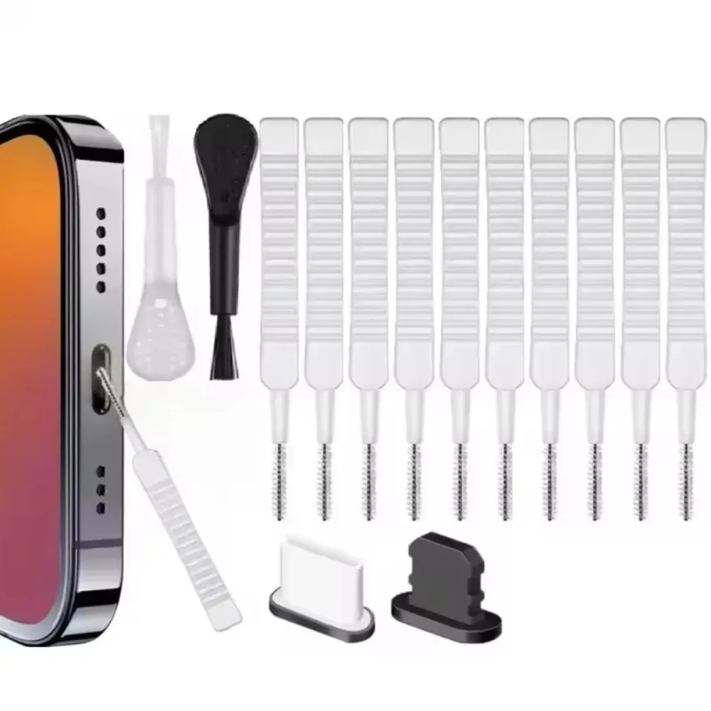 Type-C Port Dust Plug & Cleaning Tool Kit for iPhone 16 15 14 13 Pro Max Plus Samsung Xiaomi Android Phone