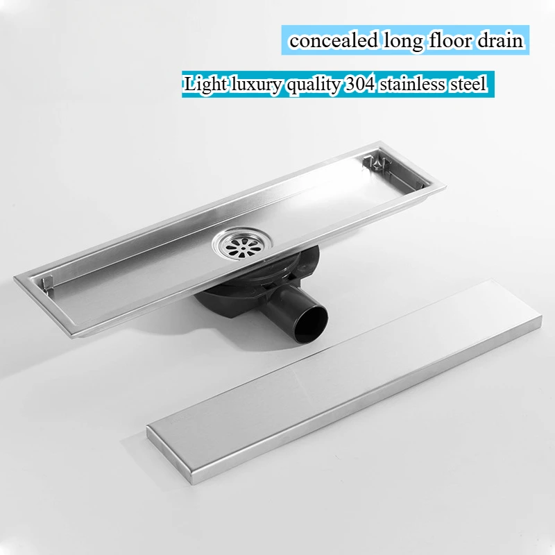 استنزاف أرضية مقاوم للرائحة من الفولاذ المقاوم للصدأ 304 للحمام، جودة فاخرة خفيفة، استنزاف أرضية طويل مخفي