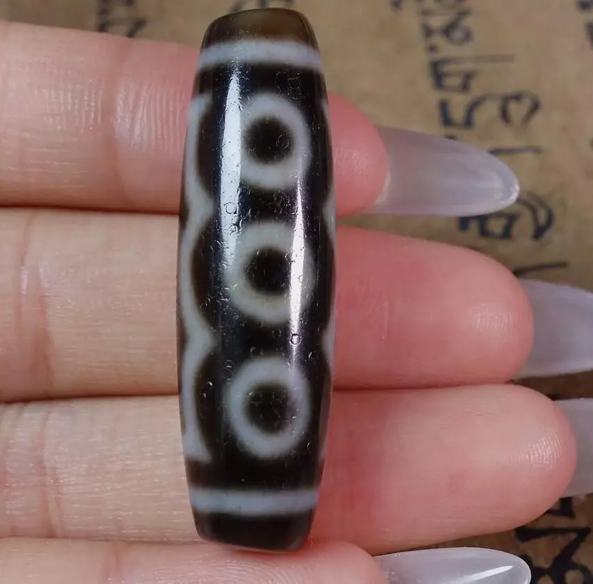 Ancient Tibetan DZI Beads Old Agate Lucky 5 Eye Totem Amulet Pendant GZI #3603