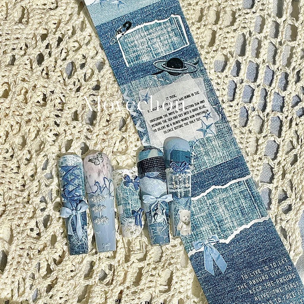 Koreaanse stijl bloemencollage manicure transferstickers, nagelfolie (moet worden gecombineerd met transferlijm)