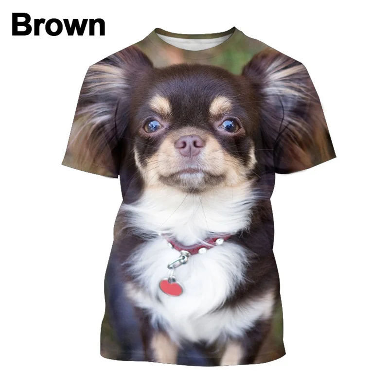 Chihuahua Dog T Shirt Men's Tops 3D Canis Lupus Familiaris Printed Tee Shirts Funny Kids Short Sleeve Cute Doggy Puppy T-shirt