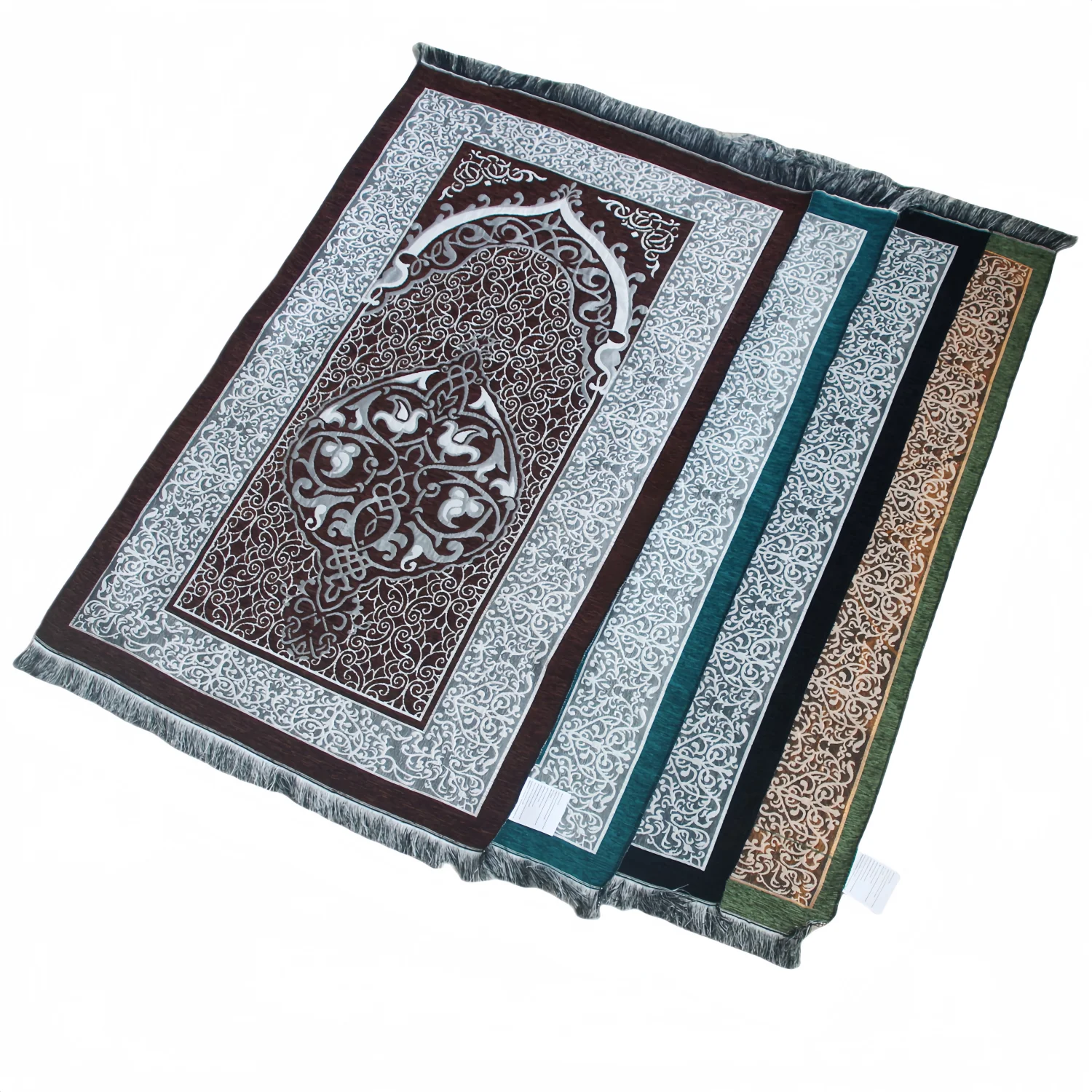 Light Luxury Chenille Floral Arch Prayer Rug, Soft Floral Pattern, Non-Slip Velvet Surface, Foldable Adult Prayer Mat