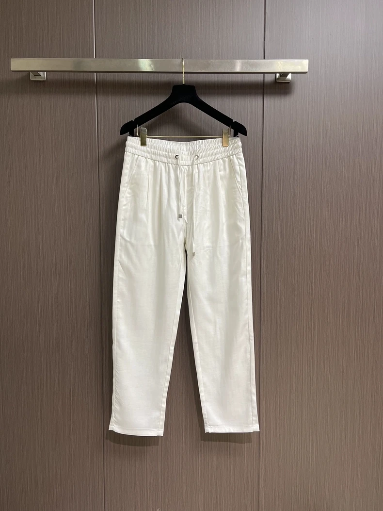 

Мужские повседневные брюки в итальянском стиле с вышитой нашивкой, удобные, прямого кроя, из льна и хлопка, деловые, модные, универсальные, свободного кроя