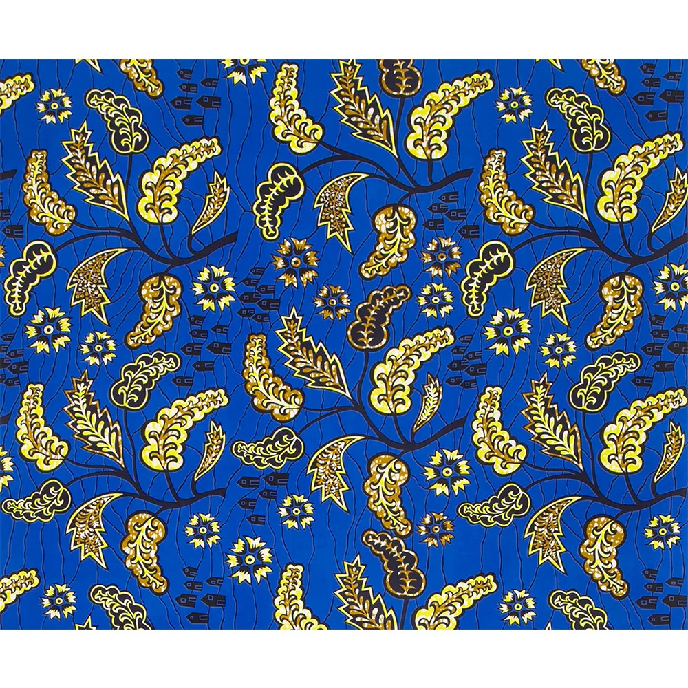 Soft Good Quality African Wax Ankara Fabric Prints Pagne Tissu Polyester Material Stuff Batik Blue Color New 6yards For Sewing