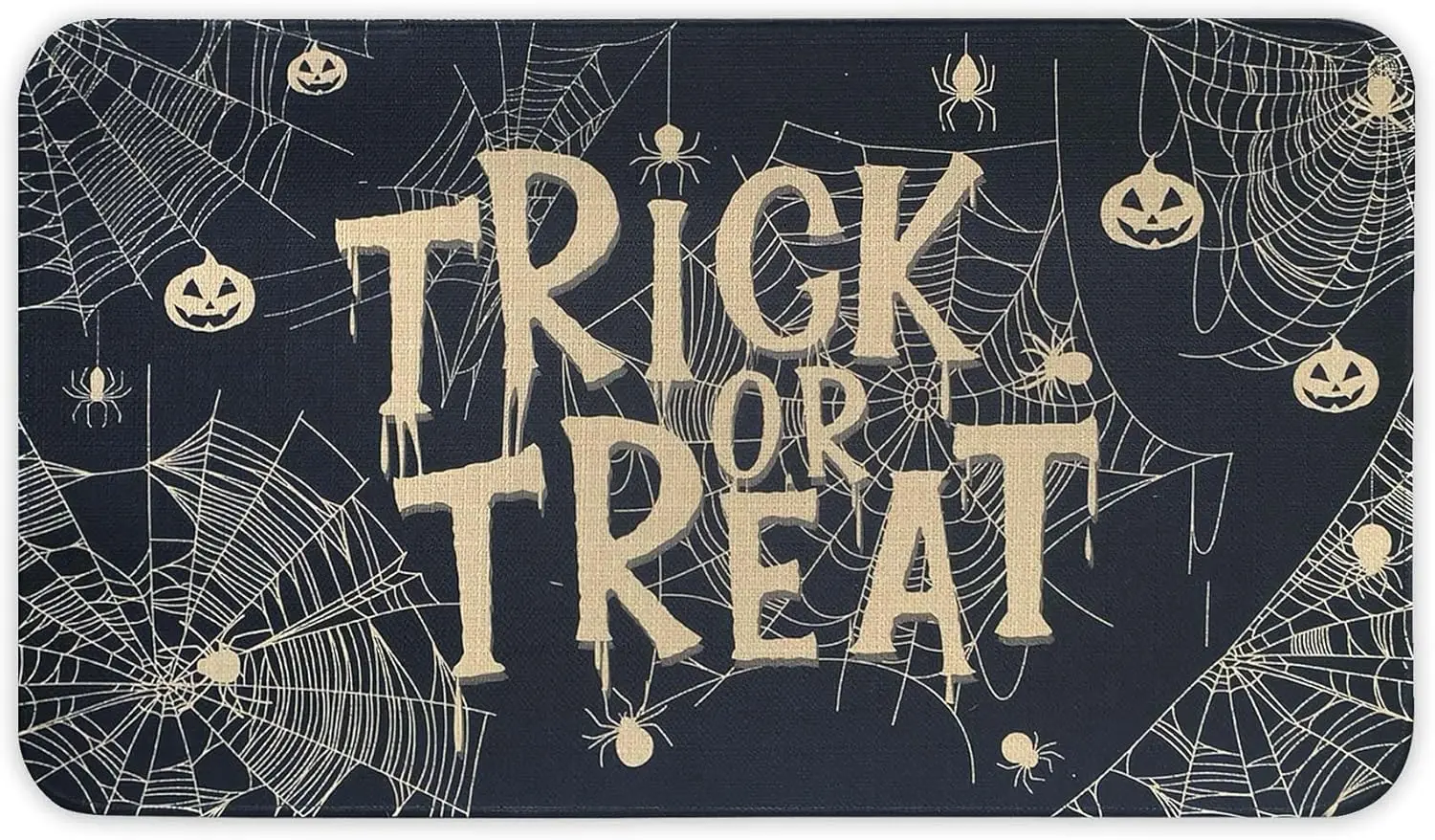 Halloween Trick or Treat Door Mat with Pumpkin Spider Web Design Kitchen Hallway Balcony Rugs Bathroom Non-slip Door Mat