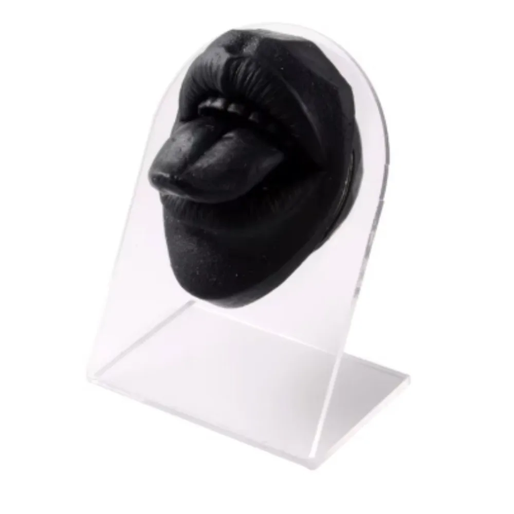 Durable Silicone Lips and Tongue Model Soft with Rack Tongue Piercing Model Black Lightweight Lip Stud Display Stand Crafts DIY