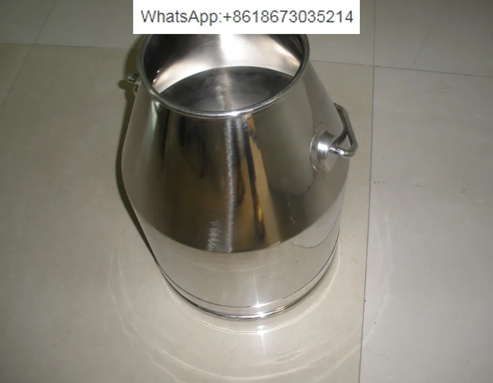 

Milk milking bucket 25 liters white steel sanitary grade 304 thickened milk handle bucket polished inside and outside 1 thick