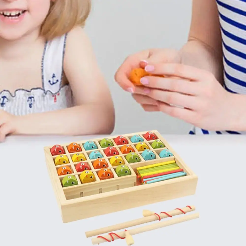 Met genummerd houten magnetisch visspel Vroeg onderwijs Interactief bijpassend bordspel Montessori-leerspel