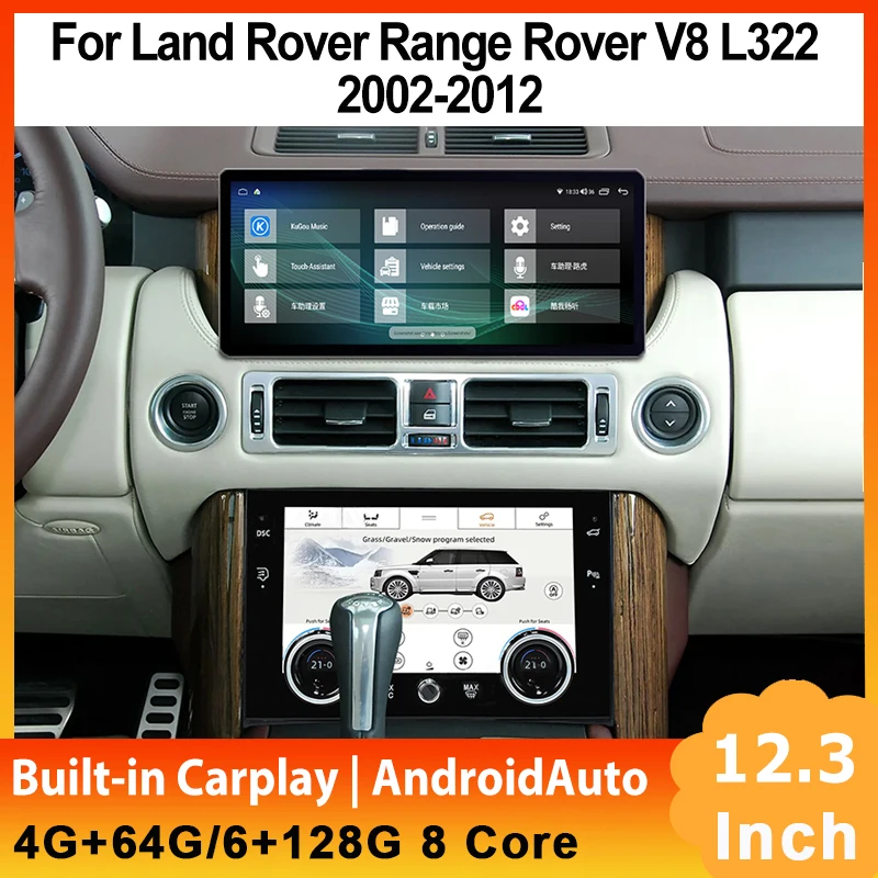 

12.3" Android 12 Car Radio For Land Rover Range Rover V8 L322 2002-2012 Multimedia Player GPS Navigation Carplay AC Touch Screen