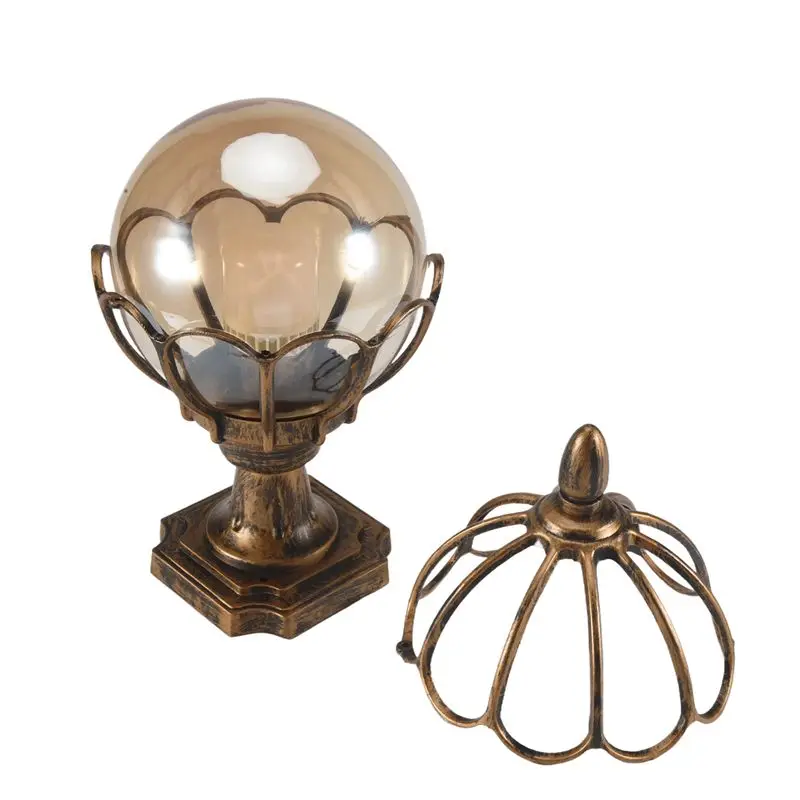 AS60-1Pcs Outdoor Pillar Lamp Globe Glass Shade Door Post Lamp Waterproof Antique Lighting Rainproof Pillar Light