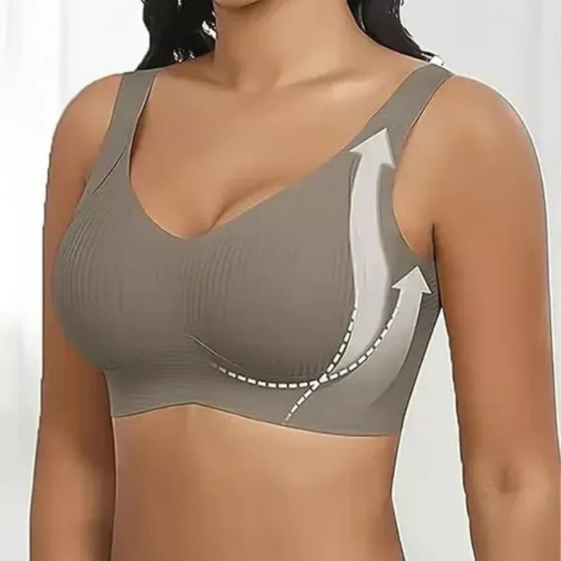 Women's Big Chest Underwear Seamless  Anti-Sagging Bra Adjustable Full Cup Bra Comfortable Wireless Lingerie Summer Sports Bras image 3