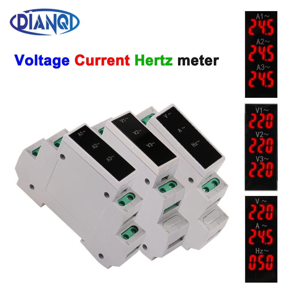 

Одиночный/двойной/тройходовой измеритель напряжения для крепления на DIN-рейку, измеритель тока переменного тока 80-500 В, измеритель частоты 0–100 А, мини-модульный вольтметр 0–99 Гц