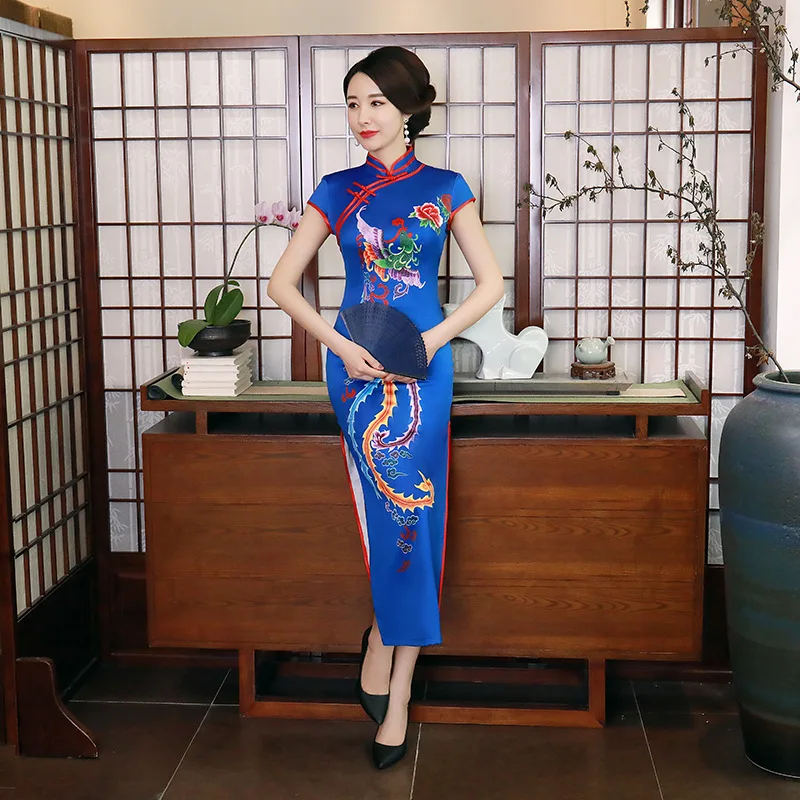 Cheongsam Nieuwe Verbeterde Mode Split Slim Fit Dagelijks Lange Elegantie Retro Plus Size Moederkleding